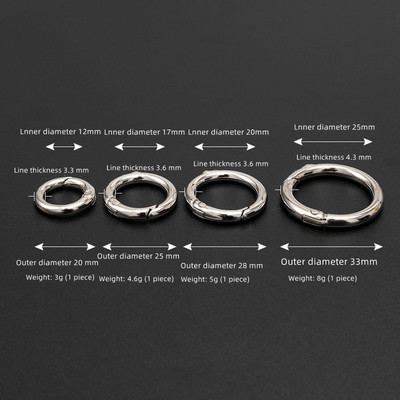 5Pcs Metal O Ring Spring Clasps Jewelry Openable Round Carab