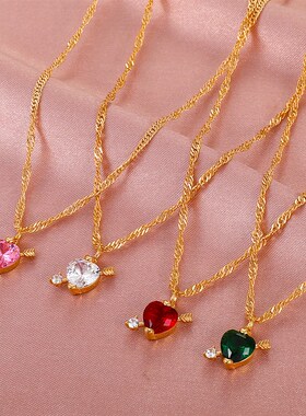 韩国东大门爱心锁骨链 设计感锆石一箭穿心项链简约气质网红颈链