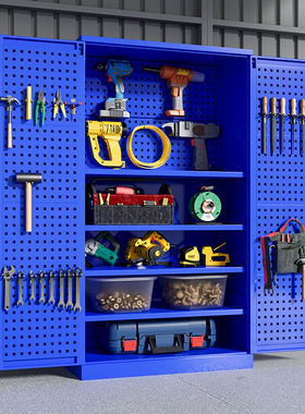 波丽美重型车间工具柜多功能五金零件柜储物柜无网格灰白色18