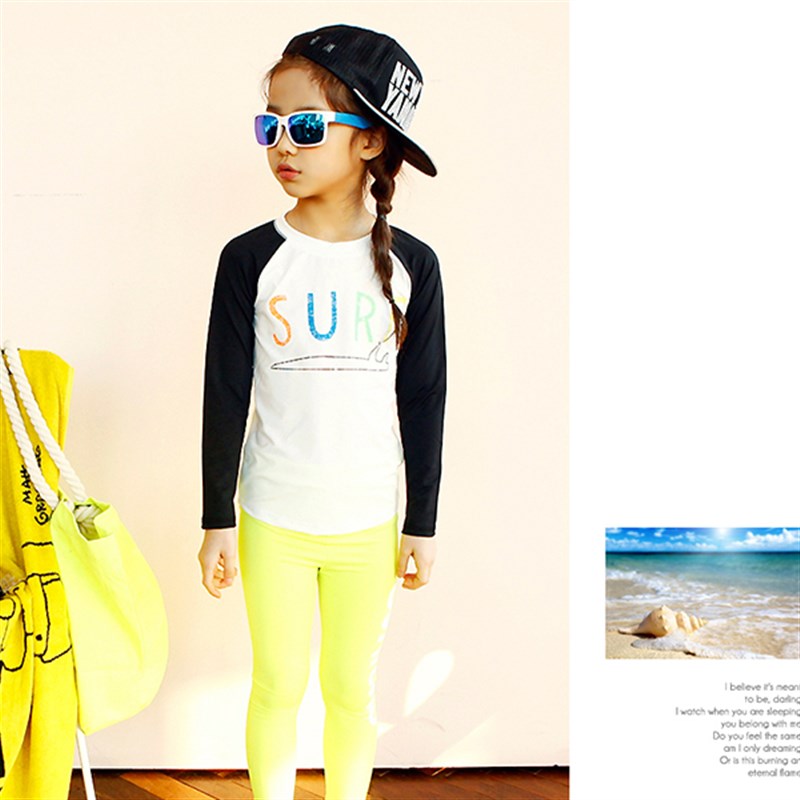 韩国儿童潜水服中大童男女童分体长袖防晒速干水母衣浮潜温泉泳衣