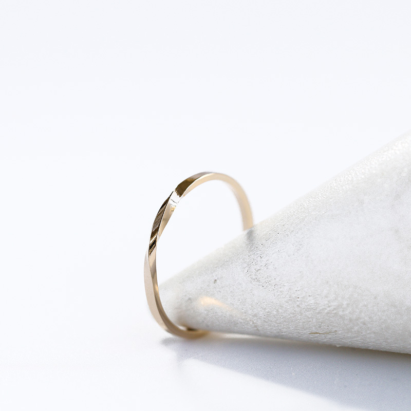 莫比乌斯环戒指 14K包金尾戒指环 女小指关节戒指纤细 冷淡风小众