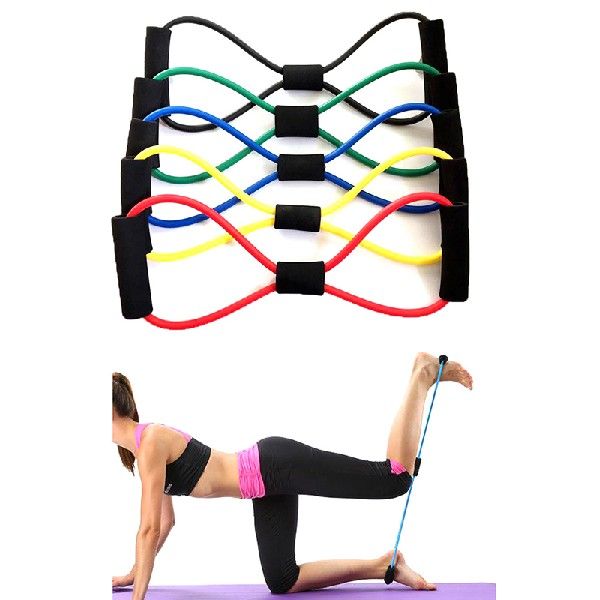 Hot Yoga Gum Fitness Resistance 8 Word Chest Expander Rope