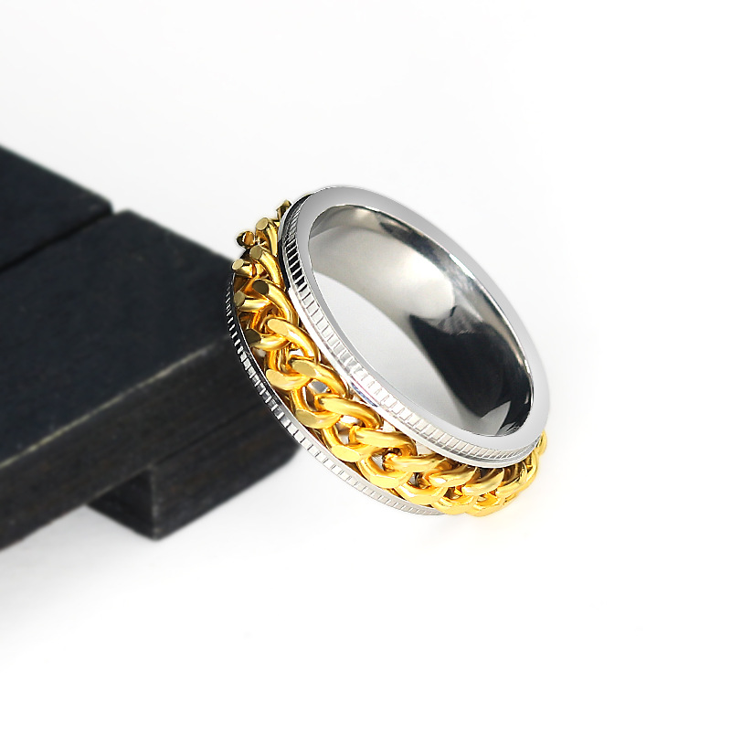 Mens titanium steel can rotate chain ring stainless steel p