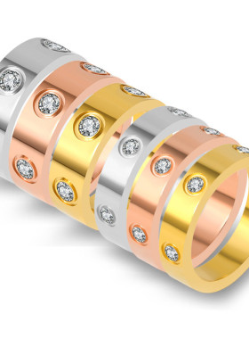 ndy Stainless Steel Rose Gold Color Love Ring for Women Men