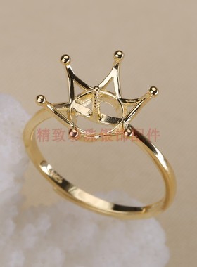 DIY配件S925银经典皇冠遮瑕款戒指托指环调节珍珠戒托空托饰品