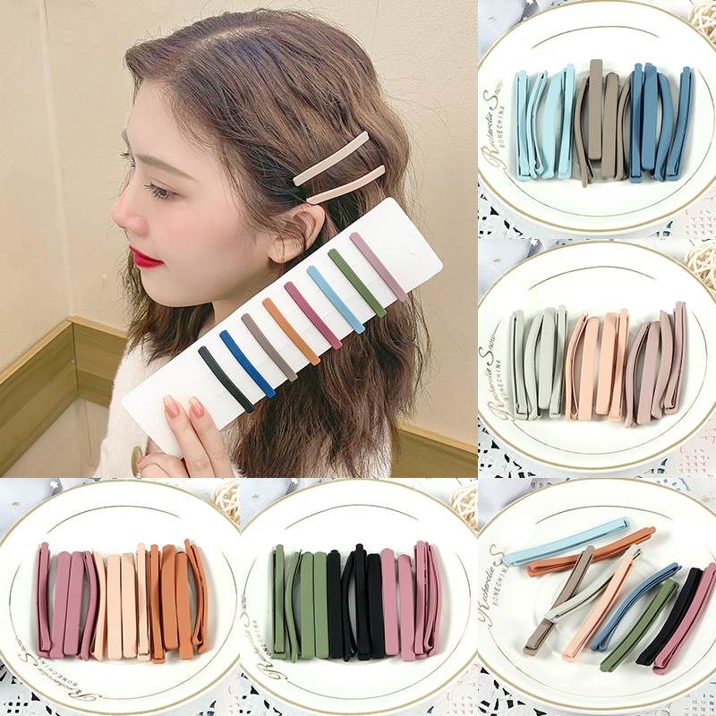 5PcsSet Candy Colors Hair Clips For Girls Women Simple Basi