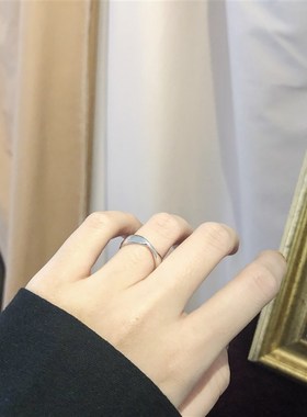 因缺斯汀s925通体纯银开口戒指莫比乌斯简约波浪想见你情侣指环