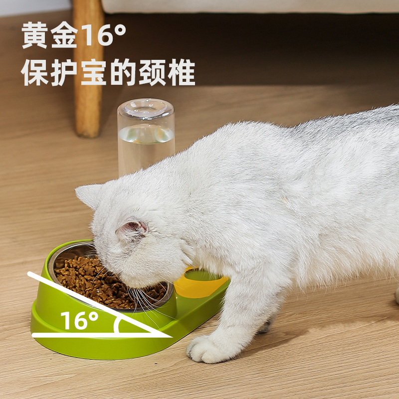 狗碗狗盆猫碗猫食盆狗狗猫咪防打翻双碗护颈水碗自动饮水宠物用品