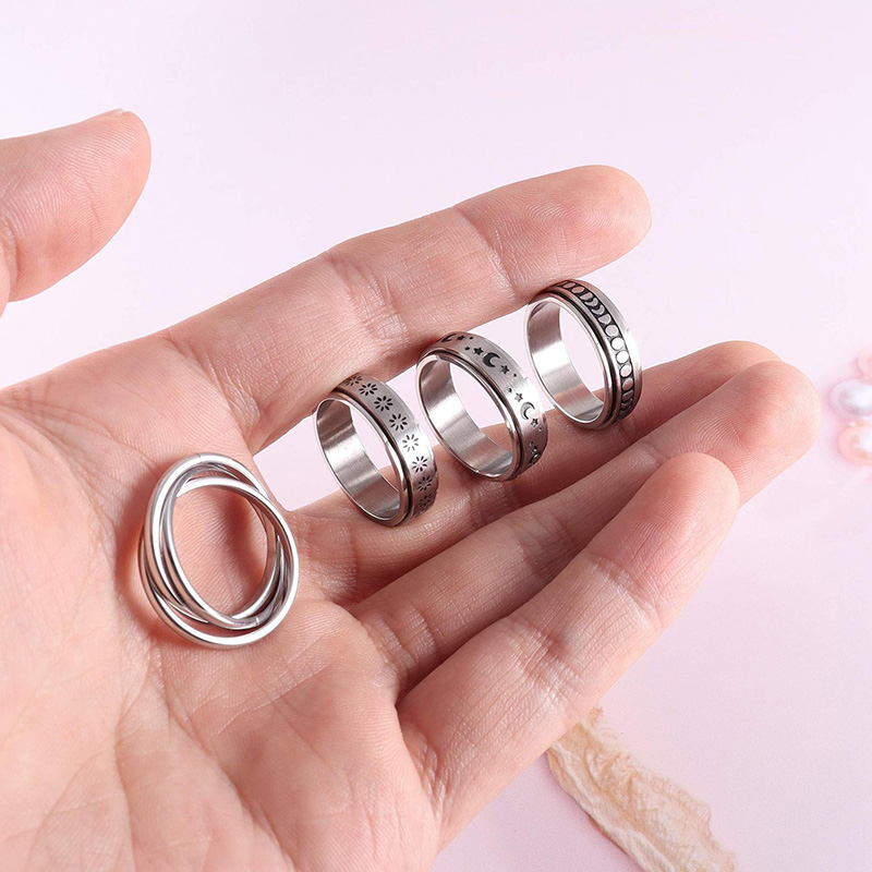 Spinning Spinner Ring For Men Women Anxiety Fidget Rings Sta