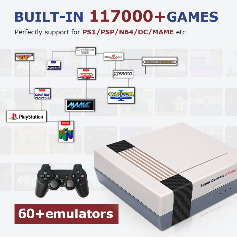 Retro Video Game Console Super Console X Cube For PSP/N64/DC