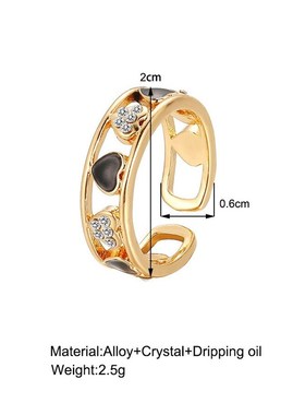 Hollow open ring 小众女微镶爱心设计感轻奢镂空开口戒指可调节