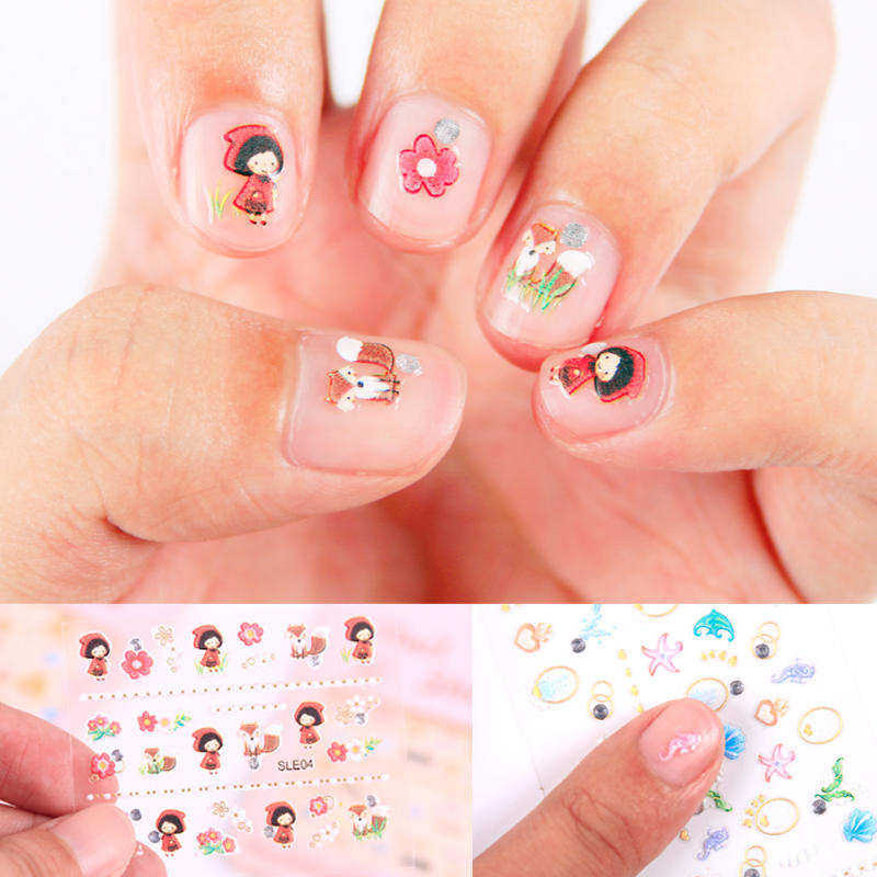 脚趾甲礼物儿童假指甲贴片美甲小孩成品手贴手甲小朋友可爱少女