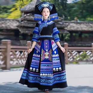 壮族风民族服装女成人刺绣大摆裙三月三盛装演出服少数民族