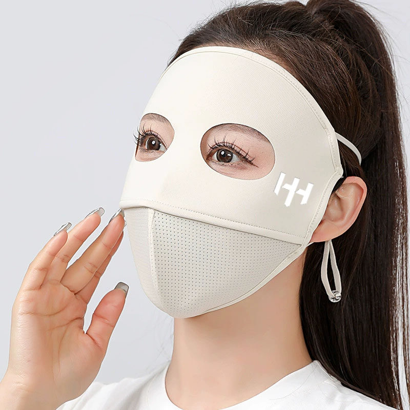冰丝防晒遮全脸遮阳口罩女骑车防晒面罩脸基尼熊猫眼脸罩防紫外线