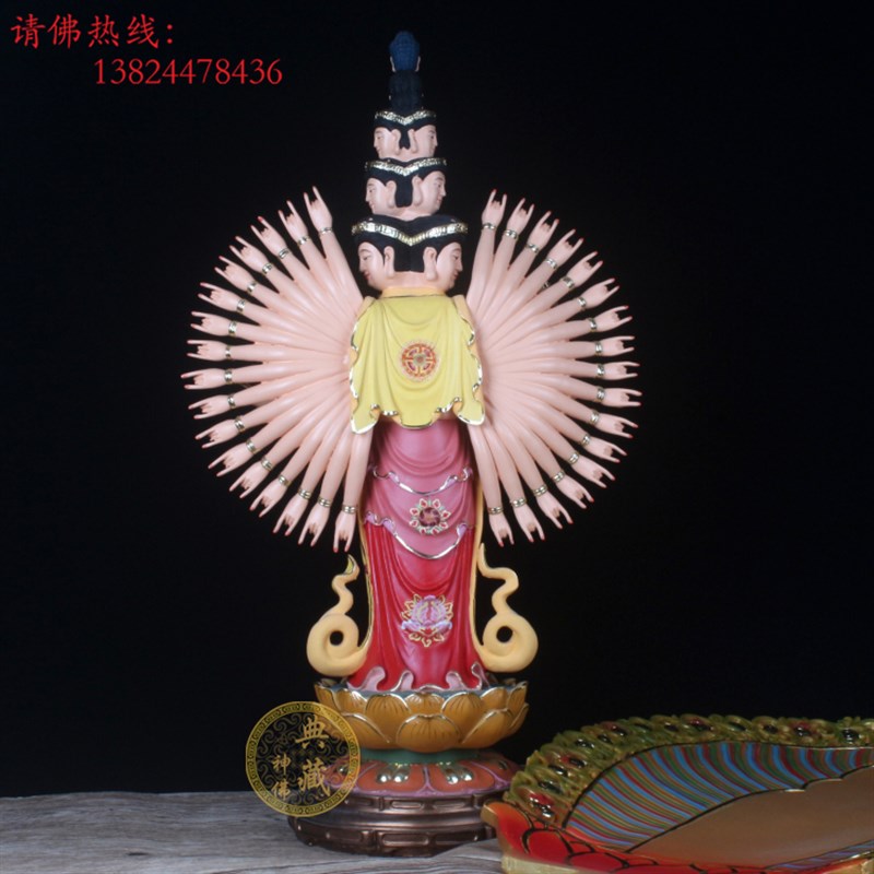 极速千手观音菩萨佛像玻璃钢树脂神像摆件站观音像十一面千手观音
