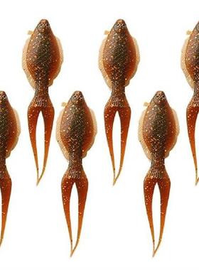 6Pcs Soft Fishing Lure Split Tail PVC Halibut Artificial