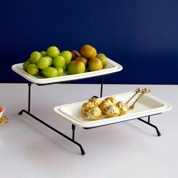 Multilayer Serving Platter Decorative Metal Rack Plate Dish