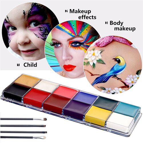 极速促销12 colors face ing paint make up guide rainbow kit s