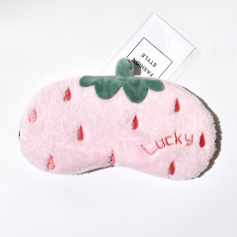 少女心卡通可爱草莓毛绒睡眠遮光眼罩透气午休冰袋热冰敷秋冬学生