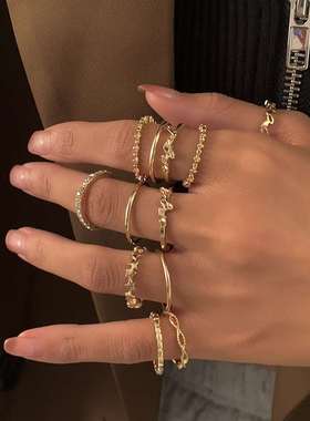 新品Simple open alloy set ring fashion pattern diamond multi