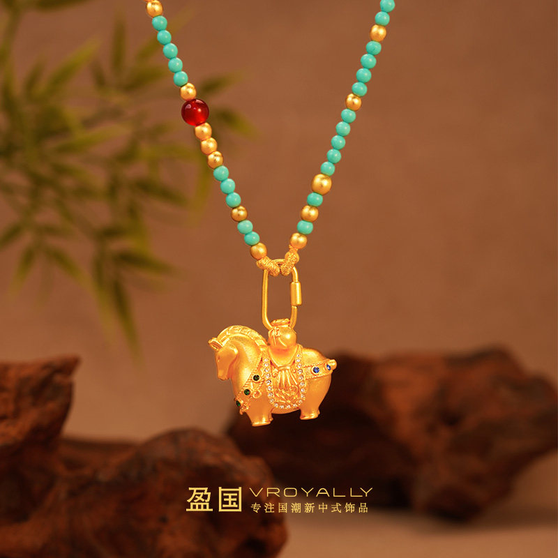 唐马吊坠新中式可爱小马
