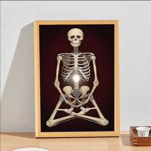 白骨禅观图相框摆台装饰挂画桌面摆件