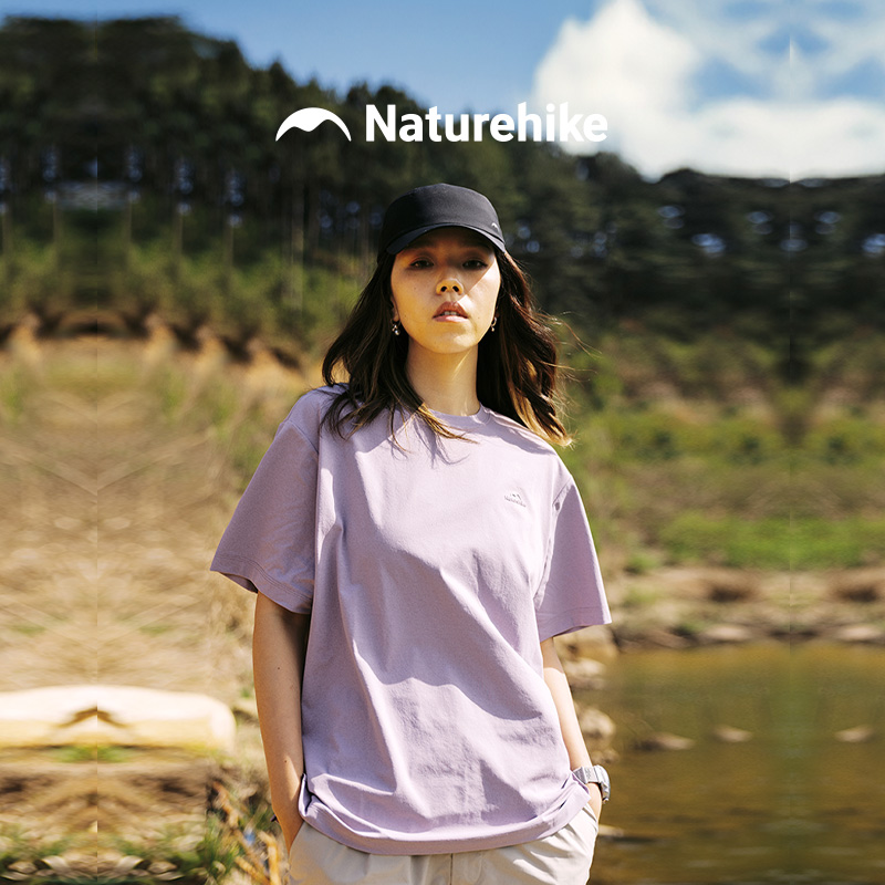 Naturehike挪客速干短袖2025夏户外徒步纯色印花T恤男女同款情侣
