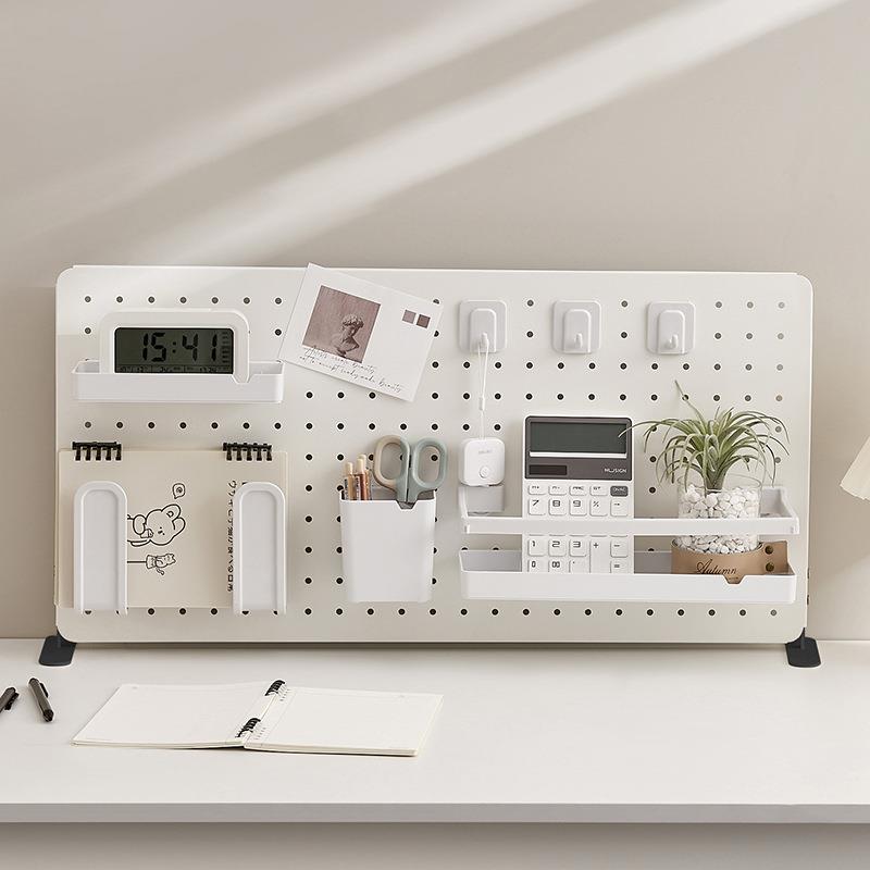 70YF桌面洞洞板免打孔办公桌可立收纳展示架多功能工具隔板挂板置