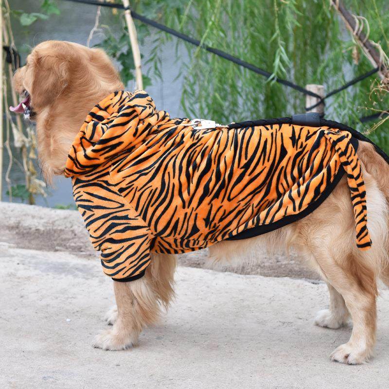 狗狗秋冬衣服连帽老虎恐龙变身装金毛拉布拉多中大型犬宠物服饰