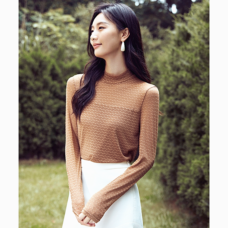 蕾丝小衫打底衫秋冬款女半高领
