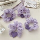ins高颜值花朵大肠圈紫色头绳扎头发小熊皮筋女发绳卡通发圈头饰