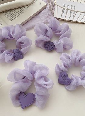 ins高颜值花朵大肠圈紫色头绳扎头发小熊皮筋女发绳卡通发圈头饰