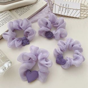 ins高颜值花朵大肠圈紫色头绳扎头发小熊皮筋女发绳卡通发圈头饰