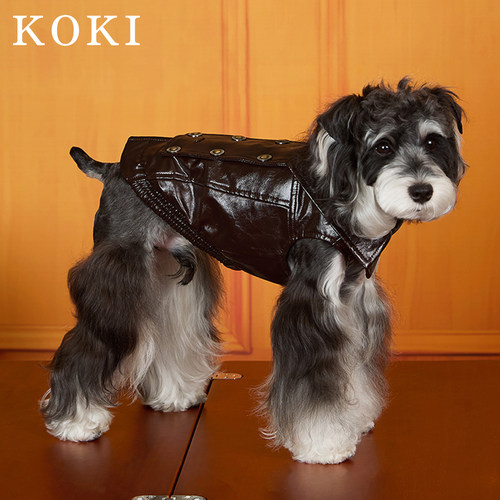 KOKI宠物原创皮衣外套秋冬新款复古PU中小型机车工装猫咪中小型犬