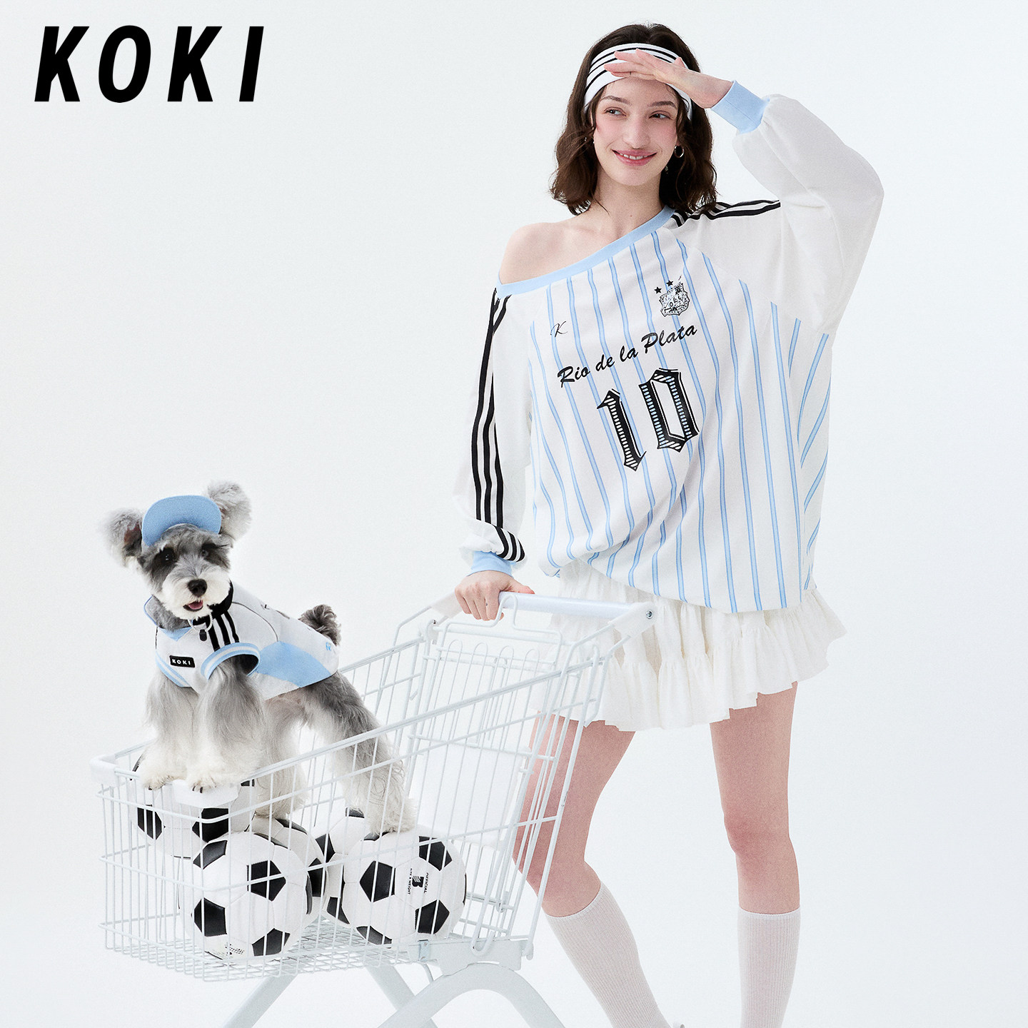 KOKI 人宠球衣夏运动透气斜肩T恤背心亲子装球衣中小型雪纳瑞比熊