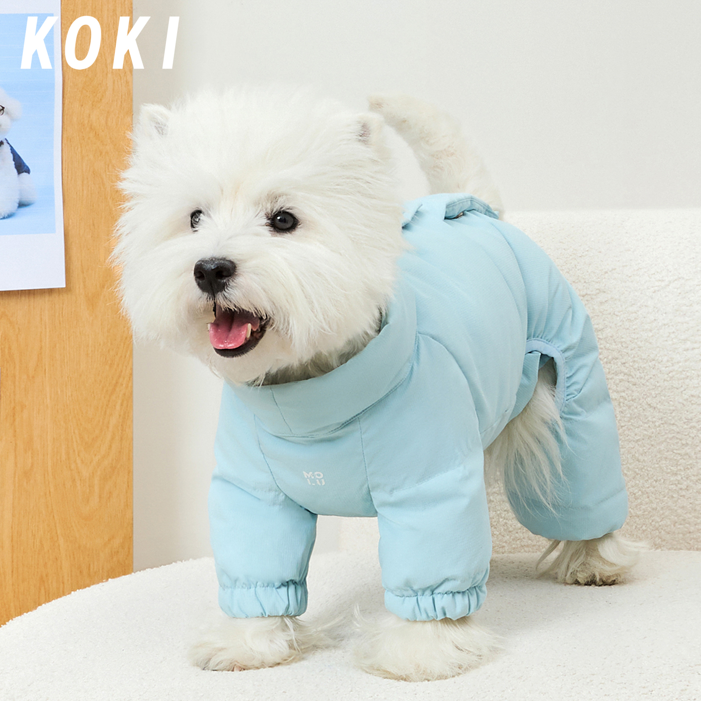 KOKI宠物羽绒服90白鹅绒加厚四脚防风防寒保暖中小型犬包肚冬季