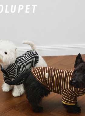 MOLU PET宠物打底衣德绒黑白条纹咖色内搭保暖春秋保暖中小型犬