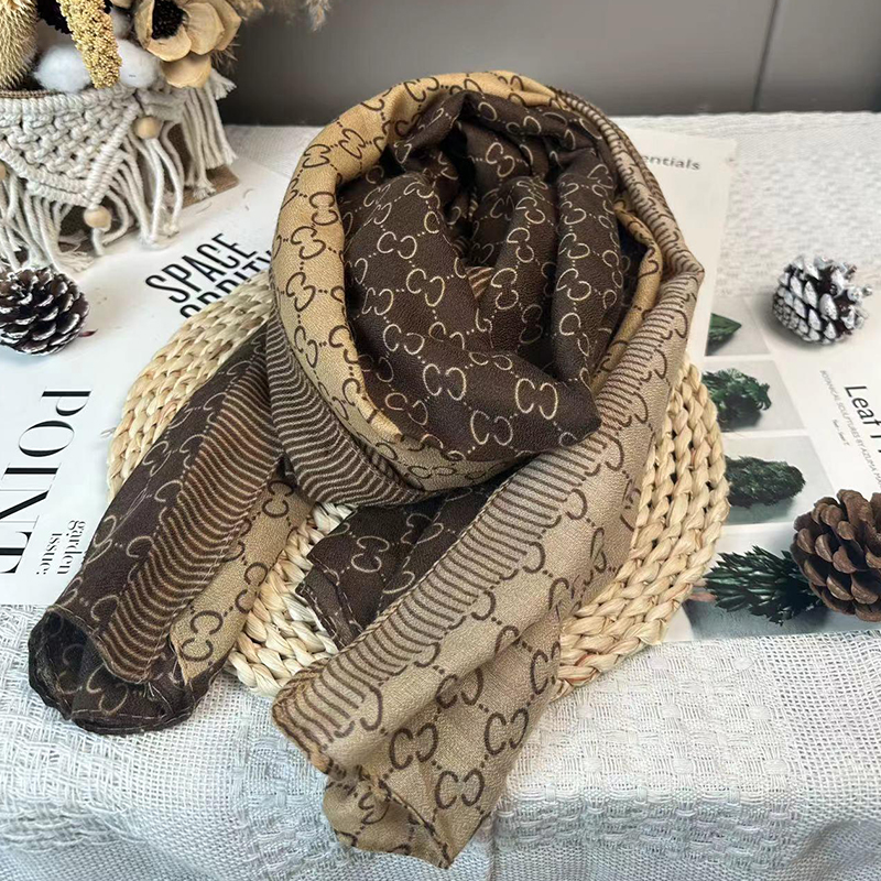 复古双面长款丝巾女2025新款高级感气质时尚印花春秋围脖围巾女士