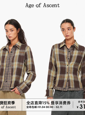 Age of Ascent 长期主义复古格纹拼接重工复合面料假两件两穿衬衫