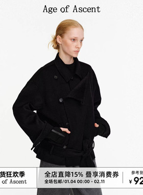 Age of Ascent 都市风格秋冬宽松实穿全羊毛手工双面呢短款大衣
