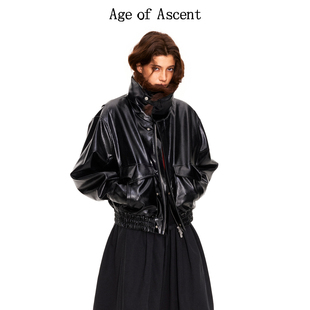 10.20上新Age of Ascent柔感亮皮可拆卸帽领折纸口袋夹棉皮衣外套
