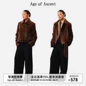 Age 外套女夹克保暖显瘦双排扣设计上衣 雪尼尔毛感短款 Ascent