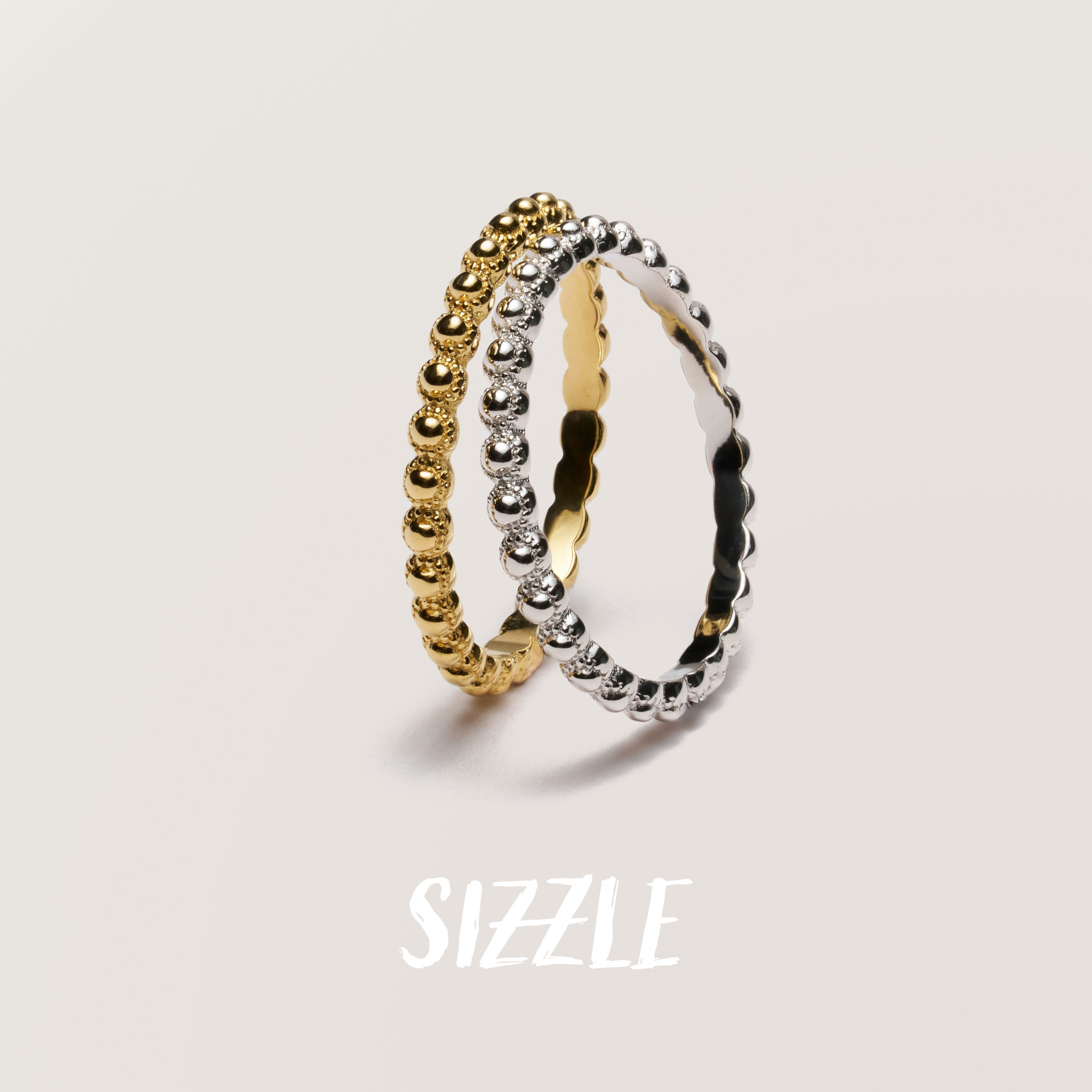 叠戴戒指925纯银镀金精致女