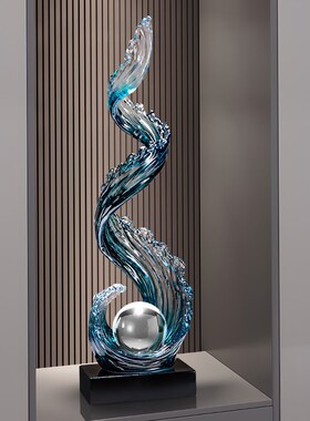 玄关摆件风生水起轻奢高档大客厅入户进门入门厅竖高X装饰品高级