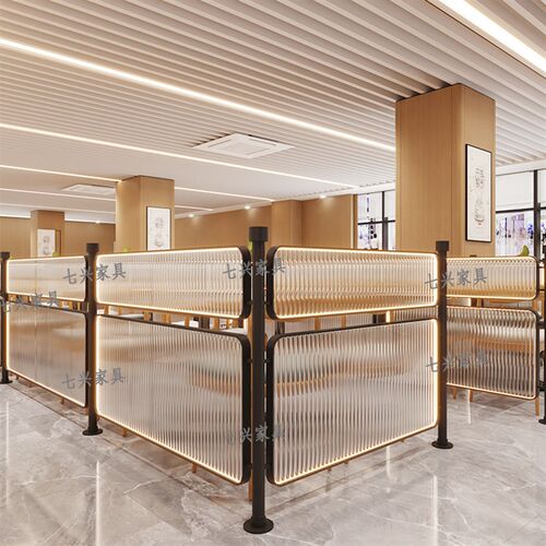 餐饮卡座隔断围栏火锅烧烤店咖啡厅E酒吧台过道半墙屏风遮挡板装
