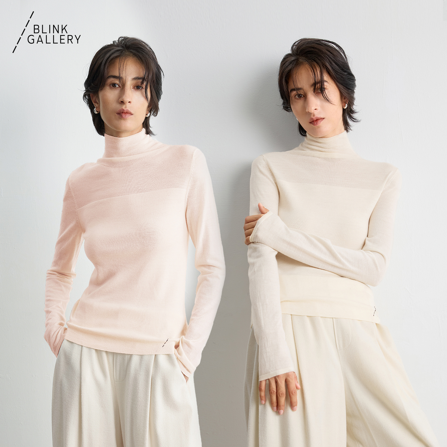 BLINK/120S超细德国扬子纱羊毛针织衫长袖半高领打底上衣百搭舒适