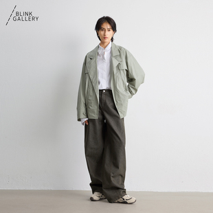 随性复古VTG 侧缝结构线百搭神裤 BLINK 斜纹棉混纺阔腿弯刀牛仔裤