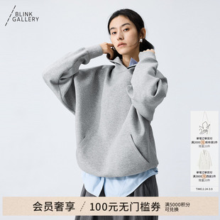BLINK/爆款日本进口重磅空气层连帽卫衣董洁同款挺阔高阶运动花灰