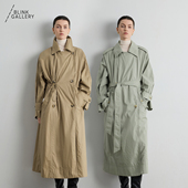 抽绳 皱感风衣经典 BLINK 新疆长绒棉全棉双面穿宽松廓形翻领长款