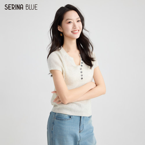 SeRinaBlue商场同款针织t恤女